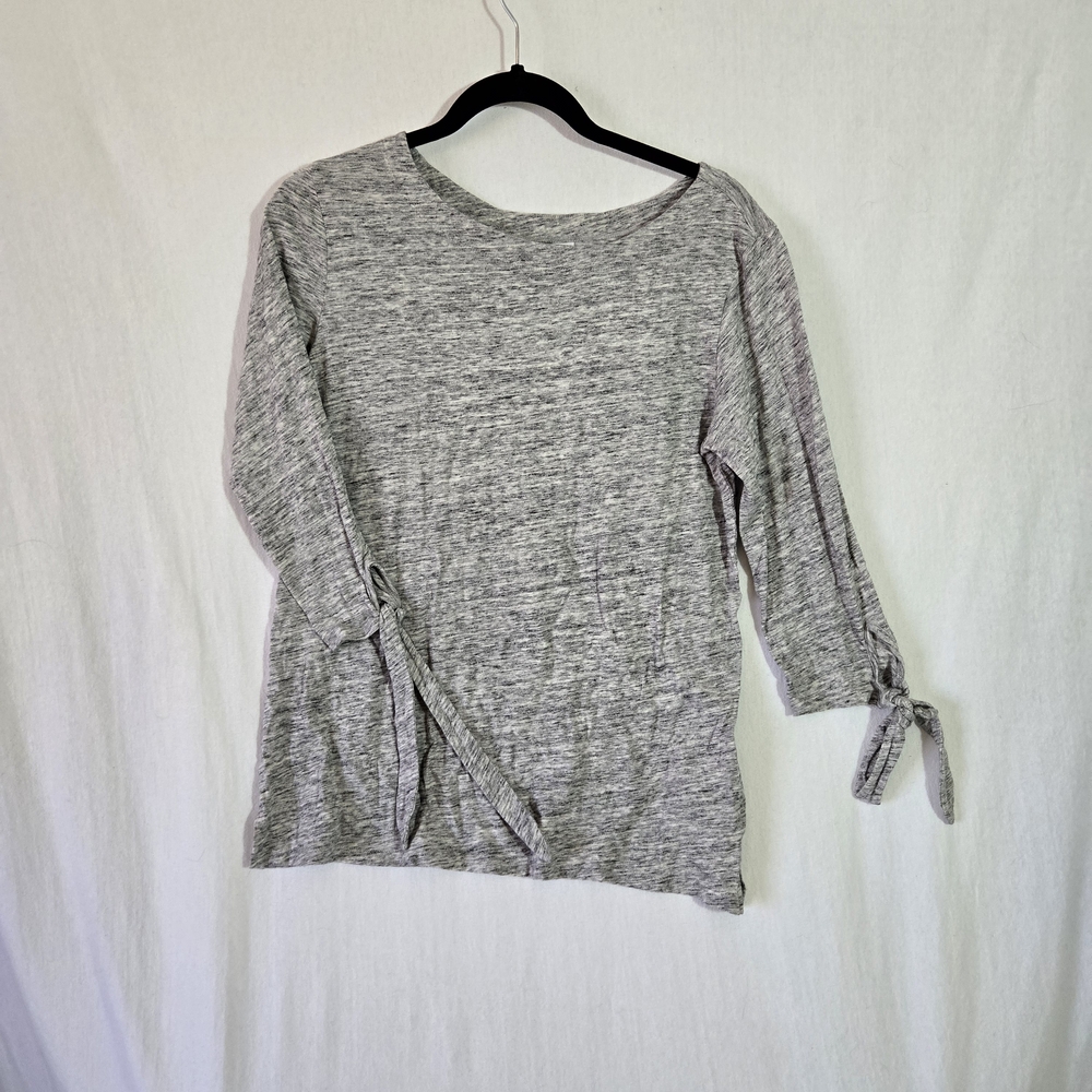 Old Navy Heather Gray Long Sleeve Top with Tie Accents